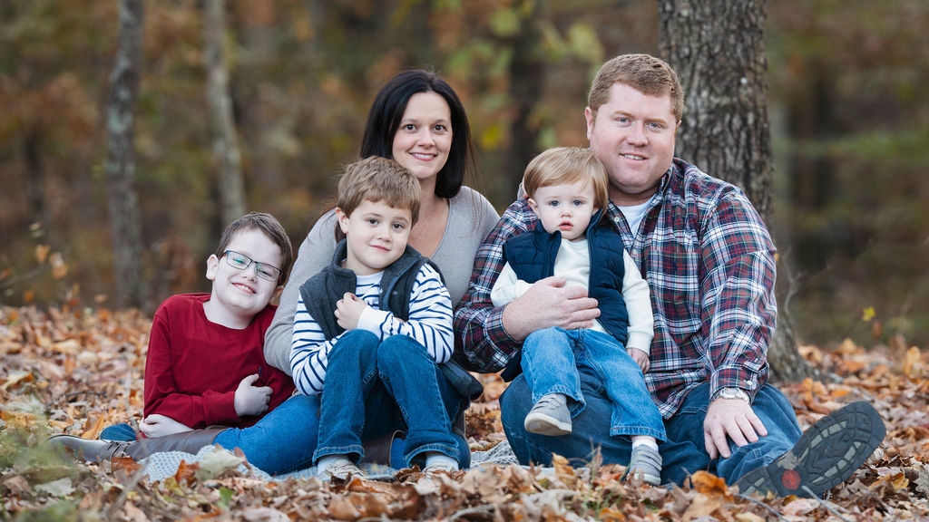 Caden Nelson (far left) with his mom Anna, dad Chad and younger brothers Luke and Jacob.  This photo is being used for non-commercial purpose and not in connection with selling a good or service.
